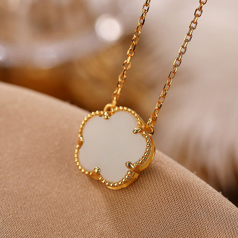 KarmaRipple's 925 Sterling Silver Plated Gold Authentic Hetian Jade Flower Fortune Pendant Necklace Ring Set p5