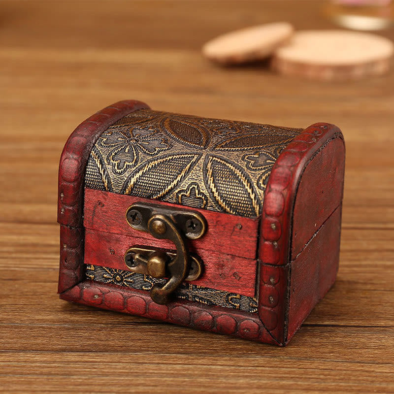 KarmaRipple's Retro Small Wood Jewelry Box Lotus Golden Grape Bronze Coin Daffodil Grass Flower Jewelry Storage Box p20