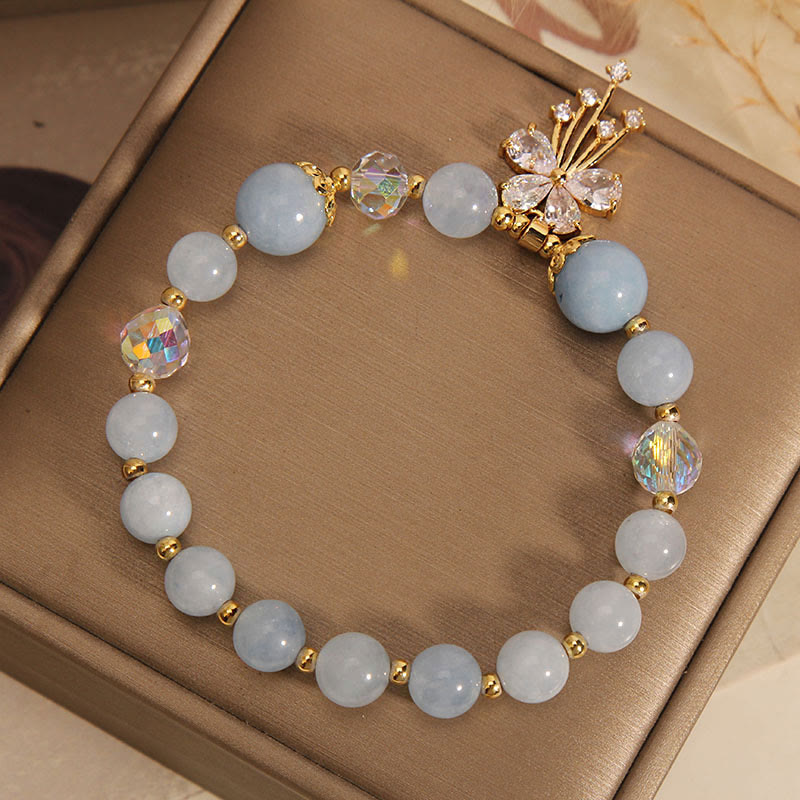 KarmaRipple's Aquamarine Pink Gemstone Balancing Zircon Butterfly Talisman Bracelet p8