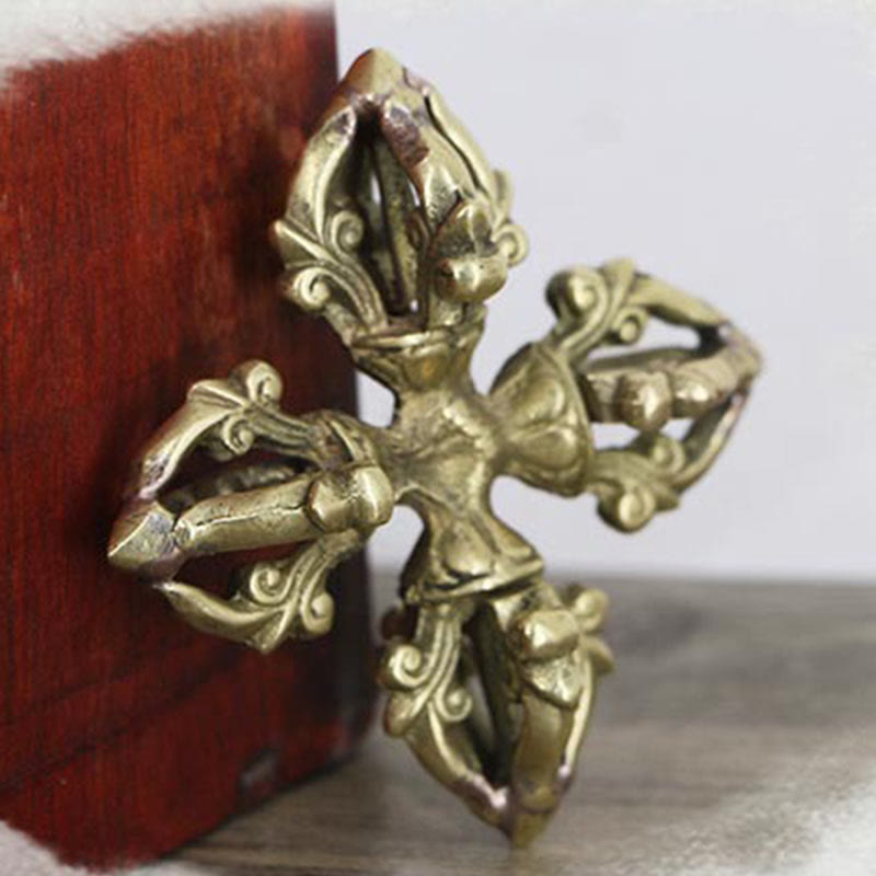 KarmaRipple's Nepal Handmade 5 Prong Double Dorje Bronze Strength Vajra p5