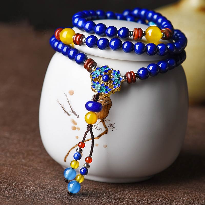 KarmaRipple's Lazurite Yellow Agate Positive Bracelet p1
