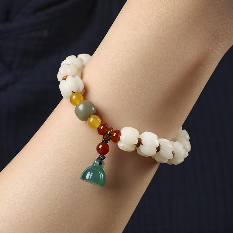 KarmaRipple's Authentic Bodhi Seed Red Agate Bodhi Calm Balance Engraved Pumpkin Bead Lotus Bracelet p3
