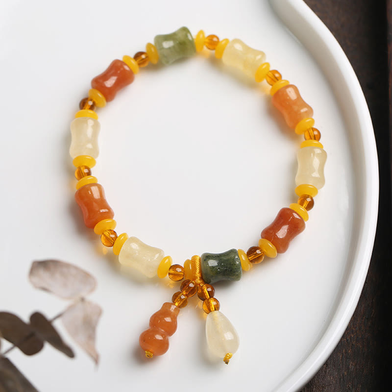KarmaRipple's Authentic Golden Silk Jade Gourd Wealth Talisman Bracelet p7