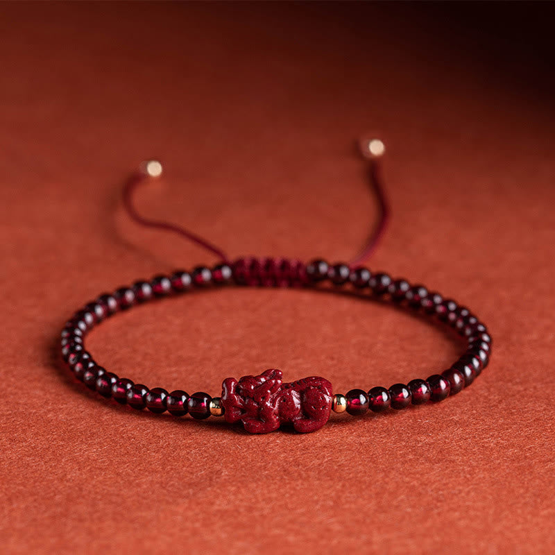 KarmaRipple's Garnet Cinnabar PiXiu Blessing Calm String Bracelet p2