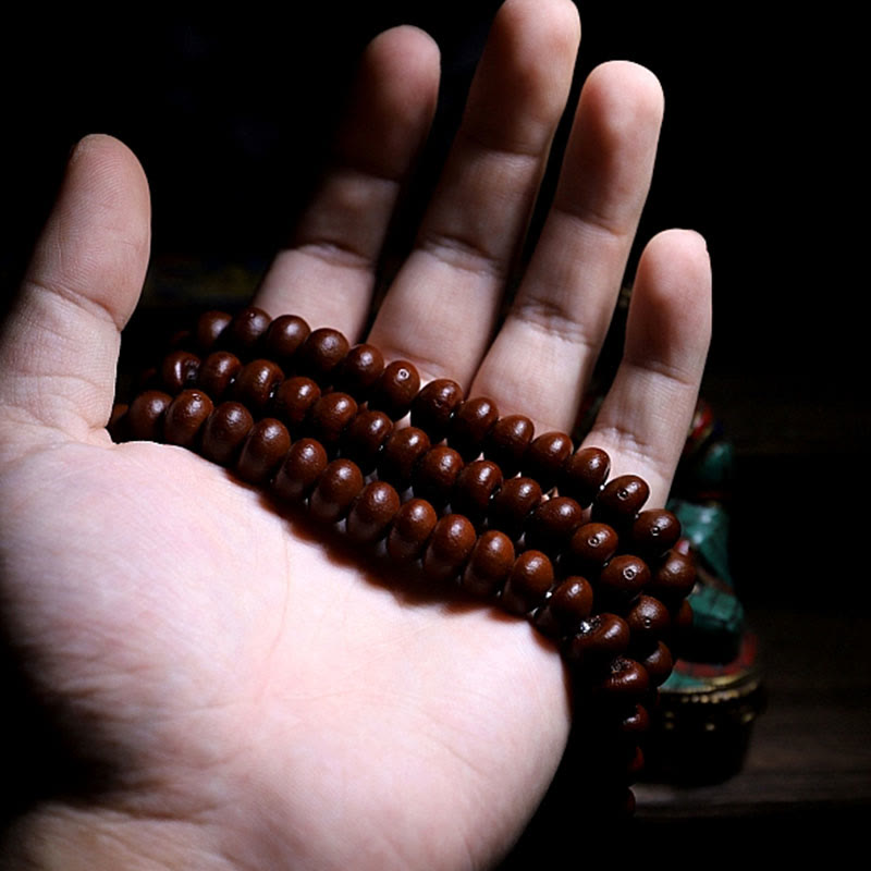 KarmaRipple's Authentic Tibet 108 Mala Beadwork Purple Bodhi Seed Three-eyed Dzi Bead Bronze Dorje Balance Bracelet p8