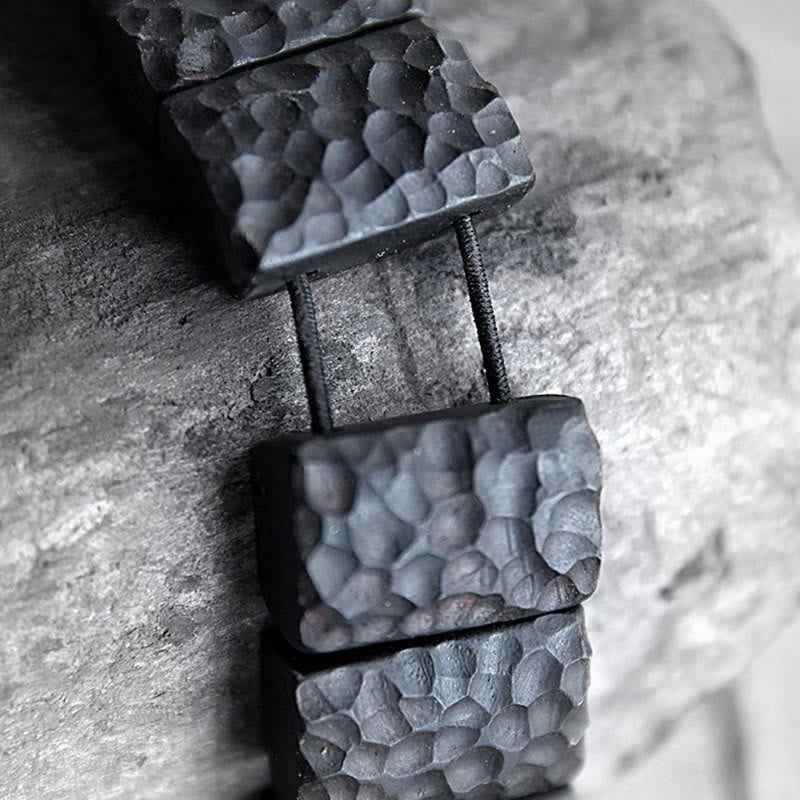 KarmaRipple's Vintage Ebony Wood Texture Peace Pair Bracelet p4