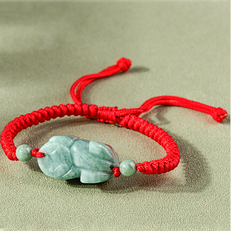 KarmaRipple's Handmade Authentic Jade PiXiu Protection King Kong Weave Woven String Bracelet p6