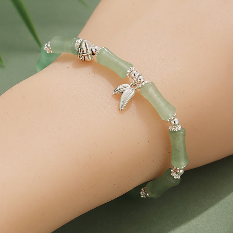 KarmaRipple's Peridot Ivory Jade Strawberry Quartz Green Aventurine Bamboo Fu Character Fortune Bracelet p19
