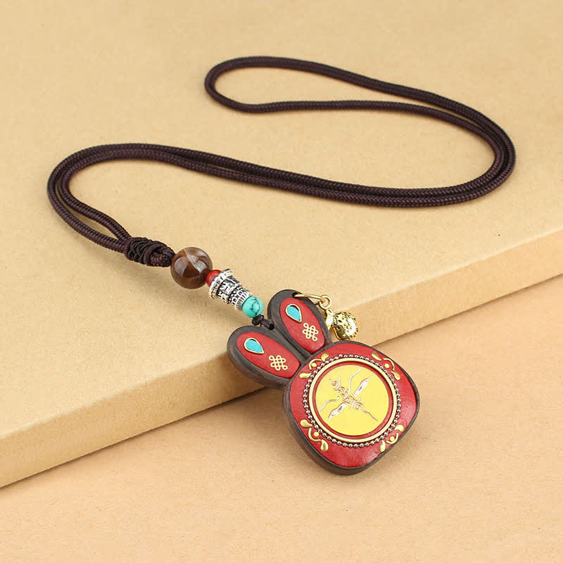 KarmaRipple's Tibet Ebony Five God of Wealth Thangka Pendant Necklace p1