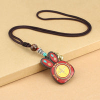 KarmaRipple's Tibet Ebony Five God of Wealth Thangka Pendant Necklace