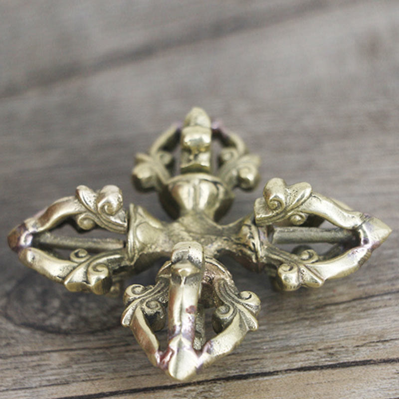 KarmaRipple's Nepal Handmade 5 Prong Double Dorje Bronze Strength Vajra p6