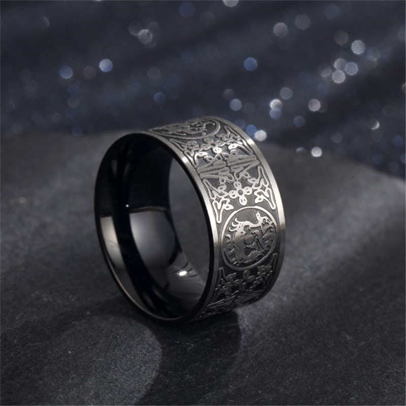 KarmaRipple's Four Guardian Beast Dragon Ivory Tiger Suzaku Basalt Carved Success Fortune Ring p6