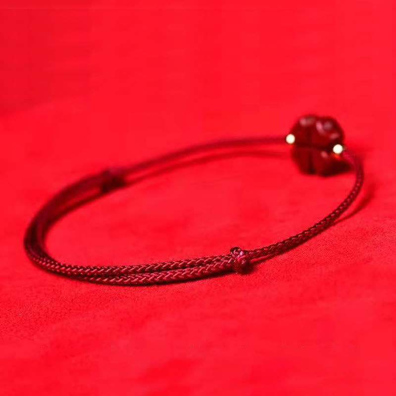 KarmaRipple's Authentic Cinnabar Four Leaf Clover Blessing Red String Bracelet Anklet p9