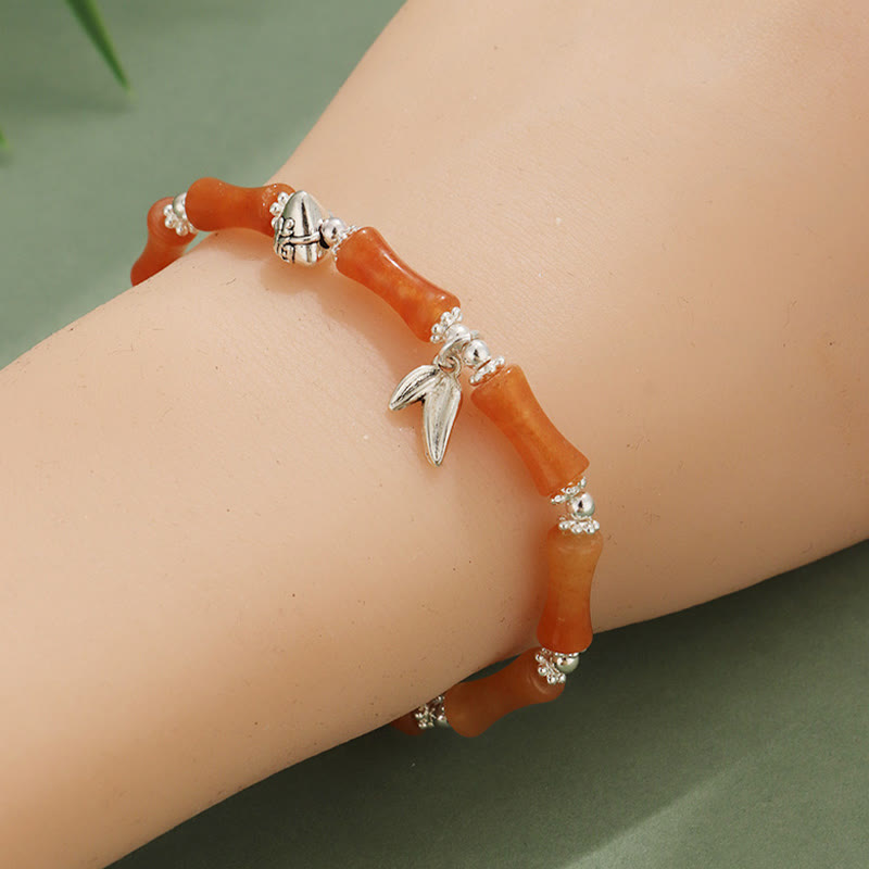 KarmaRipple's Peridot Ivory Jade Strawberry Quartz Green Aventurine Bamboo Fu Character Fortune Bracelet p17
