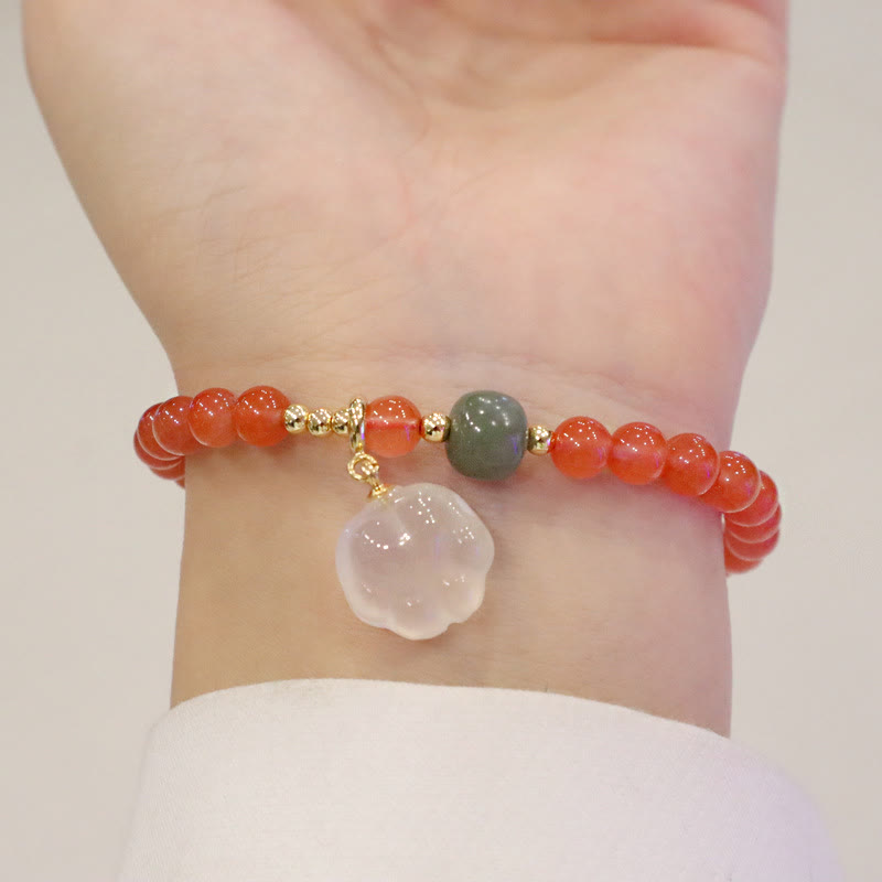 KarmaRipple's Red Agate Chalcedony Cat Paw Jade Confidence Bracelet p2