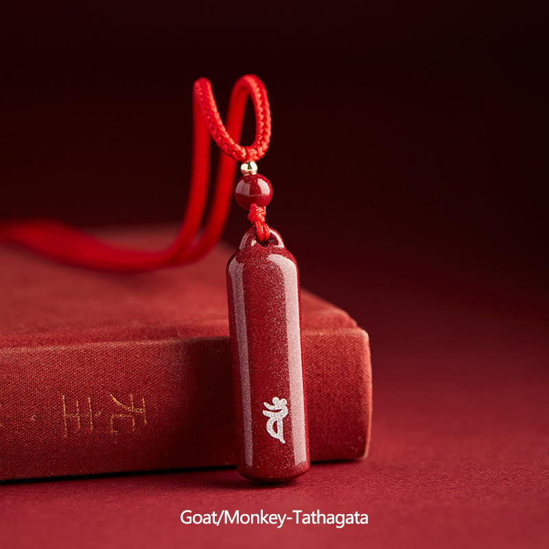 KarmaRipple's Chinese Zodiac Natal Buddha Cinnabar Amulet Protection String Pendant Necklace p46