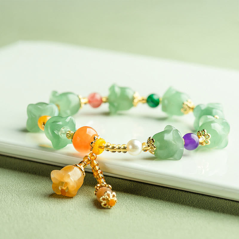 KarmaRipple's Green Aventurine Magnolia Flower Fortune Bracelet p3