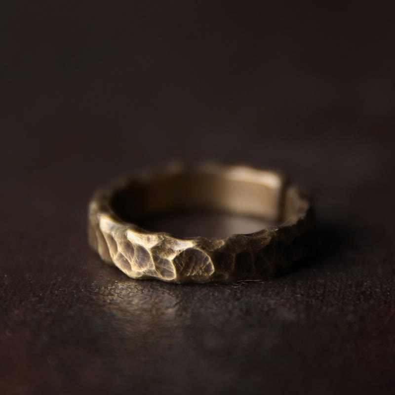 KarmaRipple's Tibetan Bump Texture Design Bronze Brass Fortune Ring p1