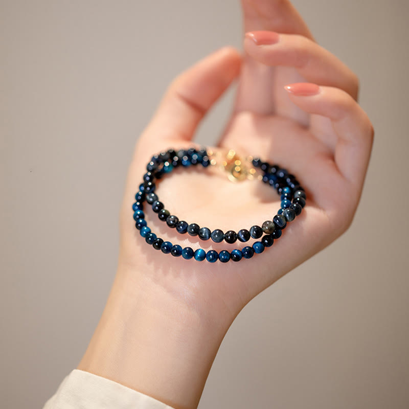 KarmaRipple's Authentic Blue Tiger Eye Stone Protection Chain Bracelet p5
