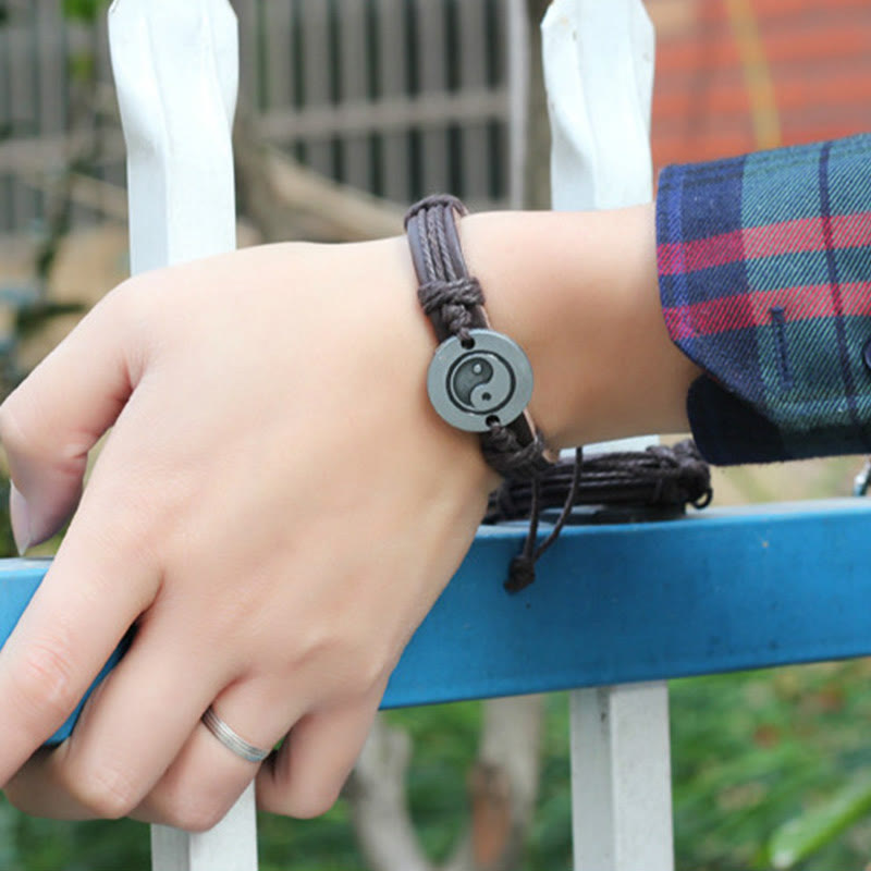 KarmaRipple's Retro Yin Yang Leather Balance String Bracelet p12