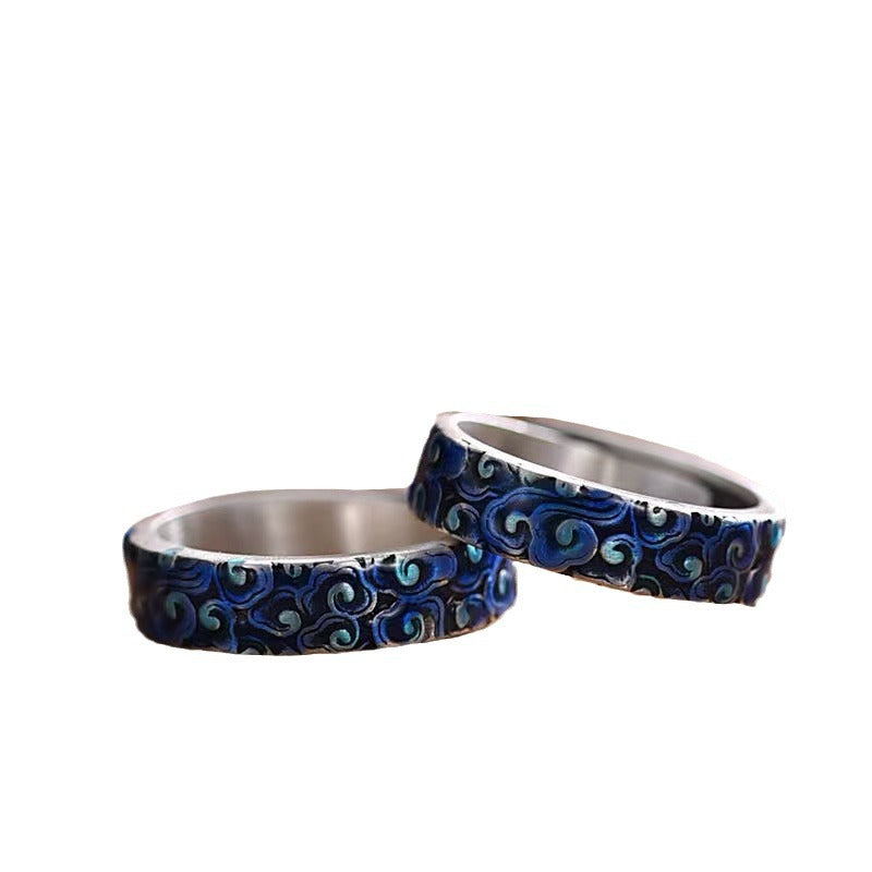KarmaRipple's Blue Auspicious Clouds Design Balancing Bronze Adjustable Ring p5