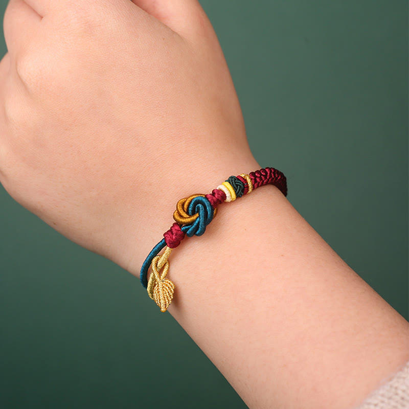 KarmaRipple's Tibetan Handmade Mandala Weave Leaf Fortune Rope Bracelet p2