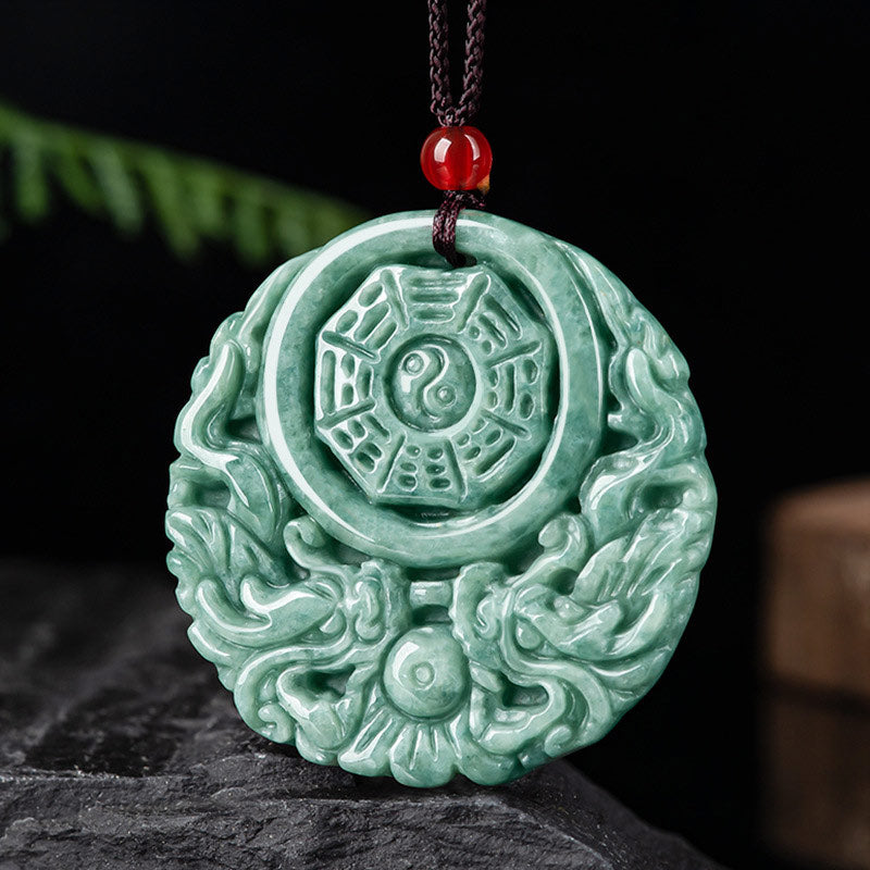 KarmaRipple's Dragon Jade Yin Yang Balance Pendant String Necklace p2