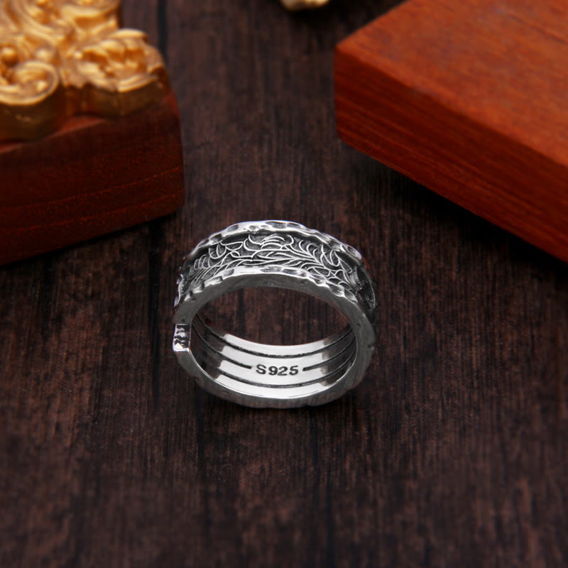 KarmaRipple's 925 Sterling Silver Retro Tang Dynasty Flower Design Fortune Adjustable Ring p3