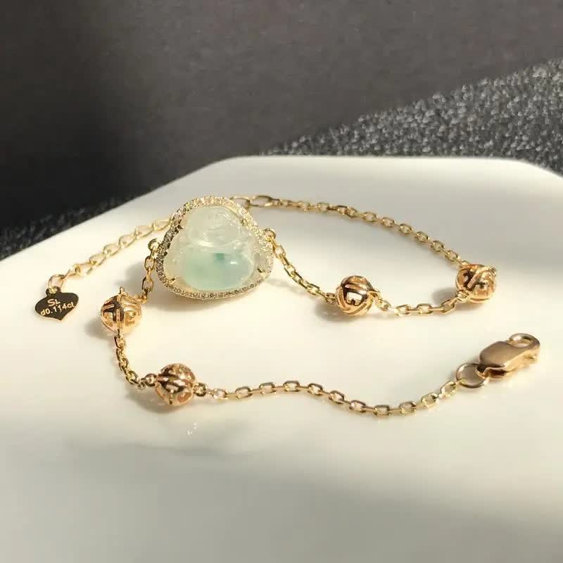 KarmaRipple's Laughing Buddha Jade Abundance Chain Bracelet p4