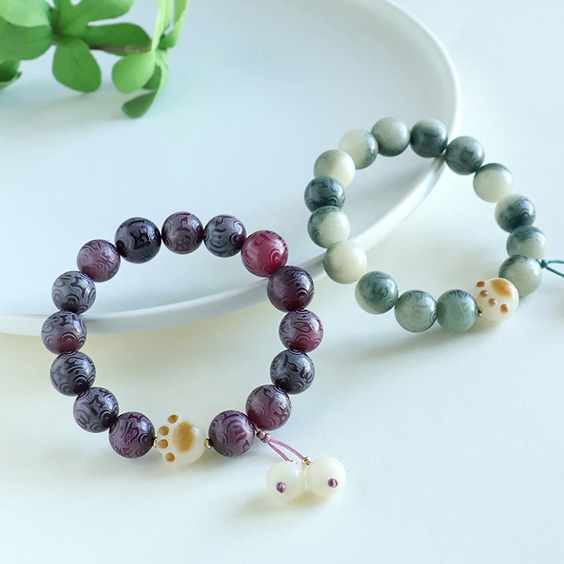 KarmaRipple's Bodhi Seed Om Mani Padme Hum Carved Balance Bracelet p22