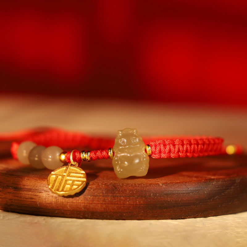 KarmaRipple's ???A Flash Sale- Year of the Dragon 925 Sterling Silver Hetian Jade Fu Character Fortune Bracelet p16