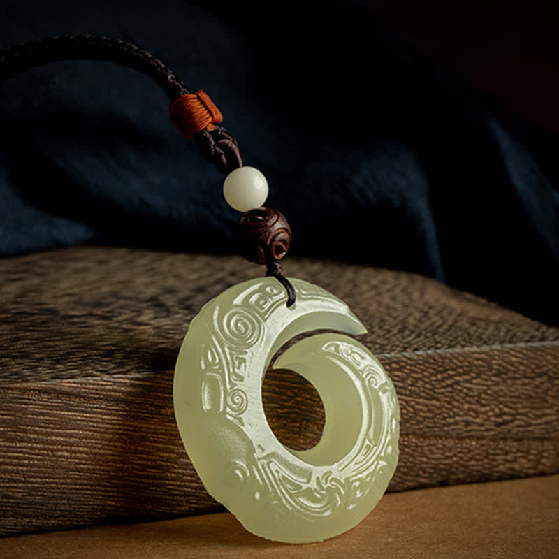 KarmaRipple's Peace Buckle Jade Small Leaf Red Sandalwood Cinnabar Agate Fortune Pendant Necklace p5