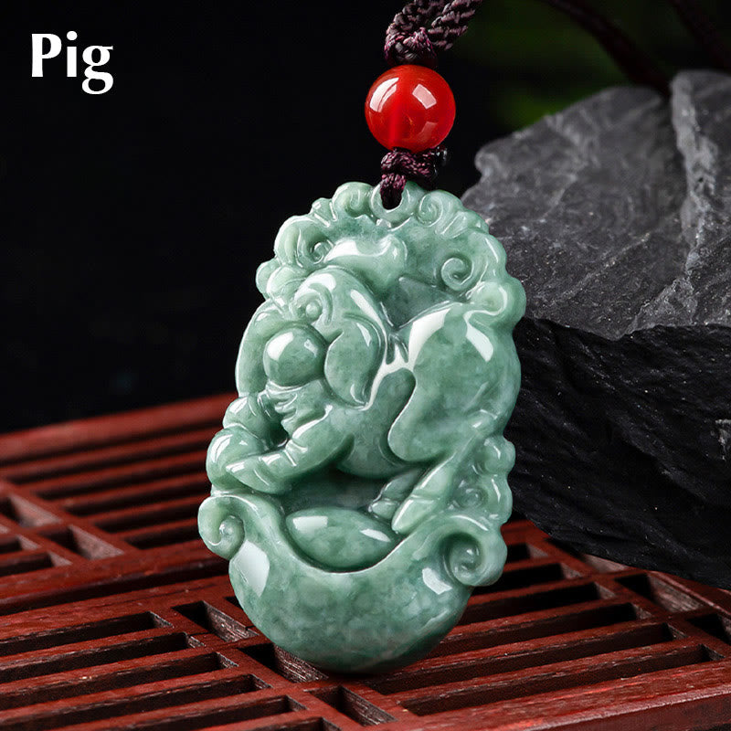 KarmaRipple's Authentic Jade 12 Chinese Zodiac Prosperity Pendant Necklace p12