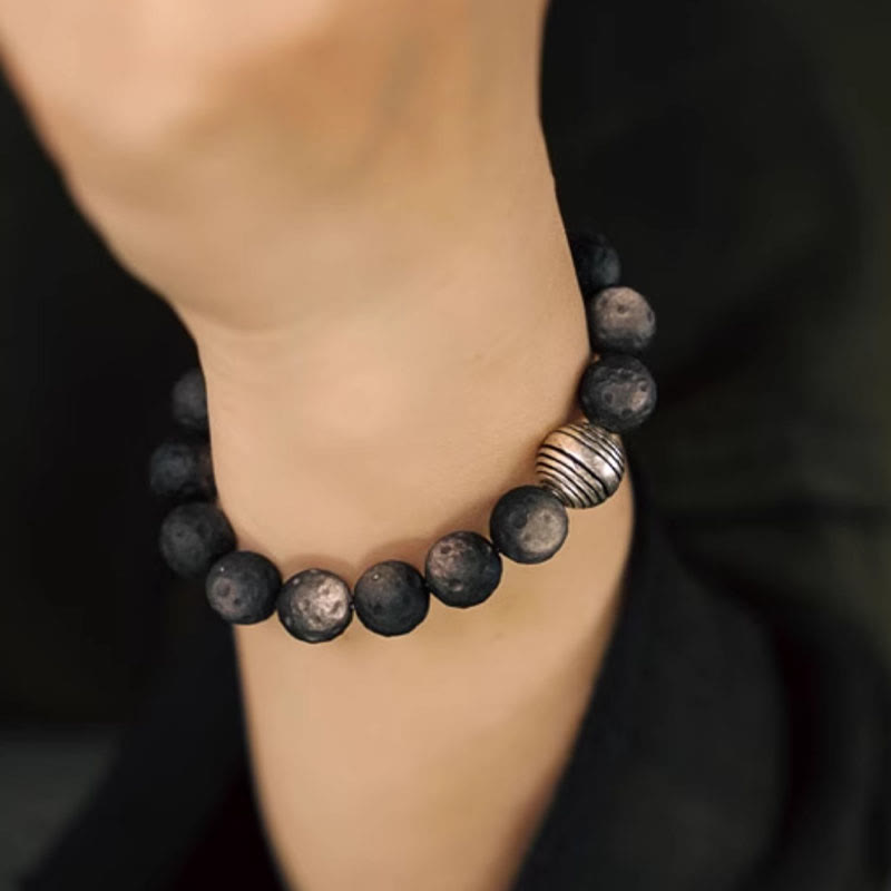 KarmaRipple's Authentic Silver Sheen Obsidian Lunar Meteorite Protection Bracelet p4