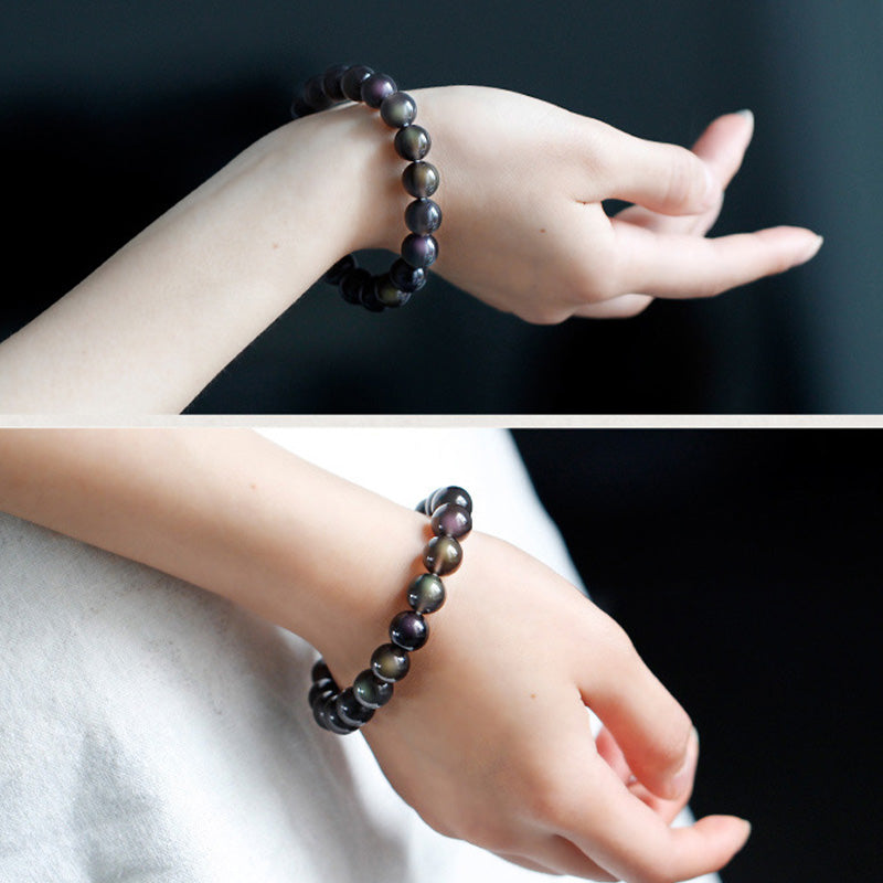 KarmaRipple's Authentic Rainbow Obsidian Positive Bracelet p7