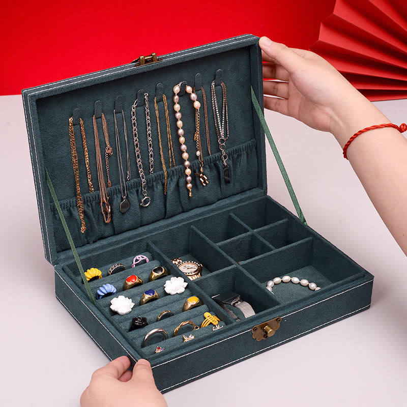 KarmaRipple's Simple Design Jewelry Box Organizer Single Layer Flannel Jewelry Storage Box With Lock p30
