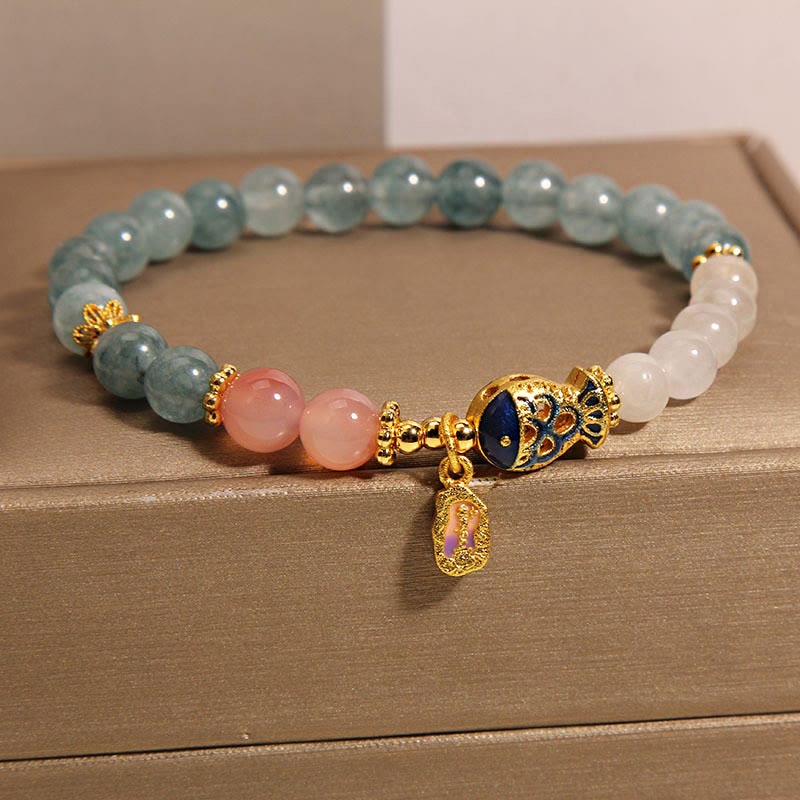 KarmaRipple's Jade Yanyuan Agate Ivory Jade Koi Fish Scripture Talisman Fortune Bracelet p4