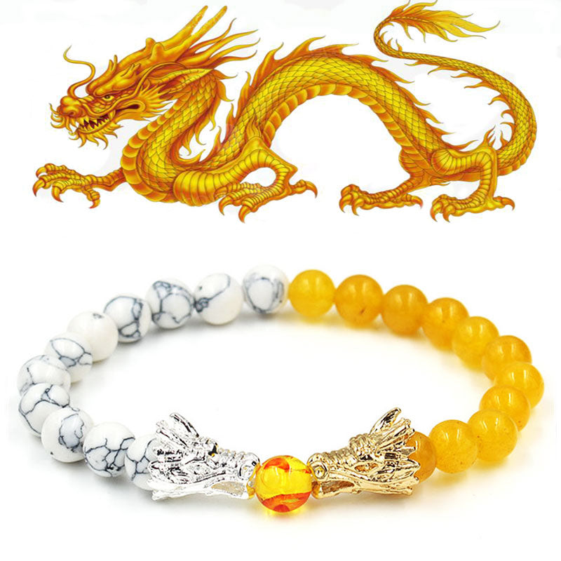 KarmaRipple's Ivory Turquoise Lava Rock Dragon Blessing Beaded Bracelet p30