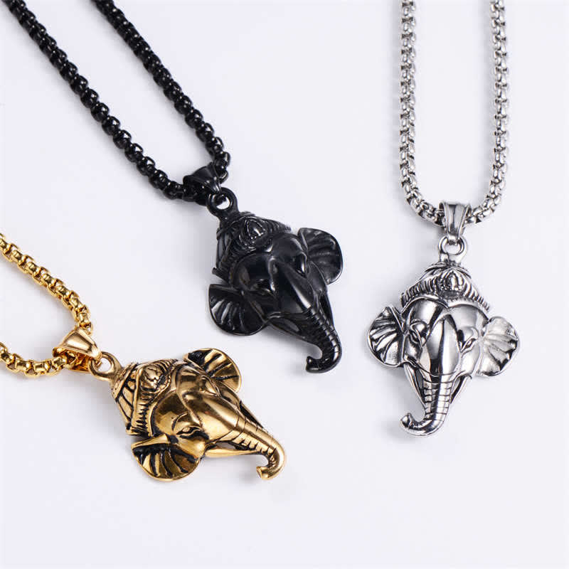 KarmaRipple's Ganesh Ganpati Elephant Titanium Steel Protection Necklace Pendant p7