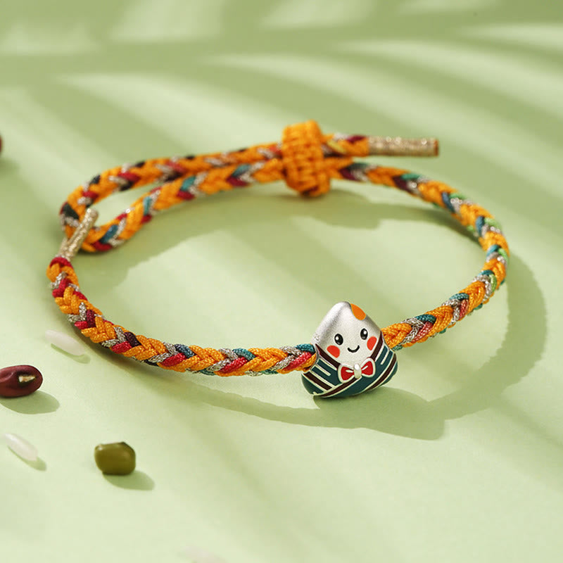 KarmaRipple's 925 Sterling Silver Dragon Boat Festival Zongzi Pattern Fortune Handmade Multicolored Rope Child Adult Bracelet p3