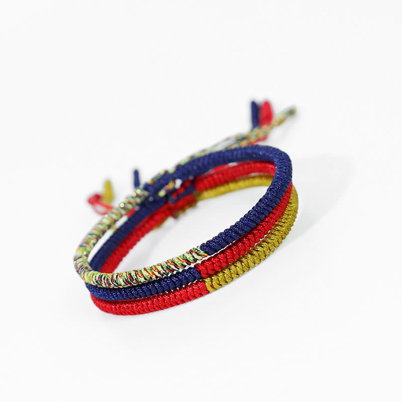 KarmaRipple's Tibet Handmade Multicolor King Kong Weave Faith Protection Woven Two-Color String Bracelet p3