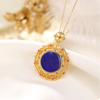 Collier avec pendentif positif en lazurite plaqué or en argent sterling 925 de KarmaRipple