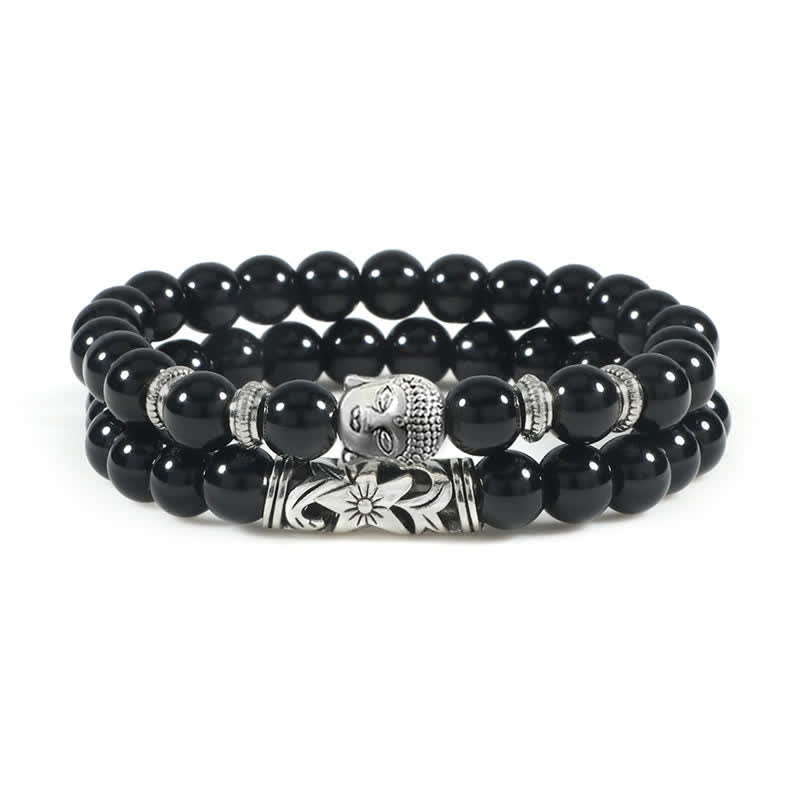 KarmaRipple's 2Pcs Authentic Gemstone Agate Buddha Protection Bracelet p6