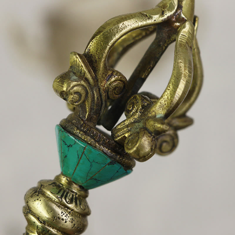 KarmaRipple's Tibetan Five Prong Vajra Dorje Handcrafted Nepal Spiritual Power Bronze Decoration p6