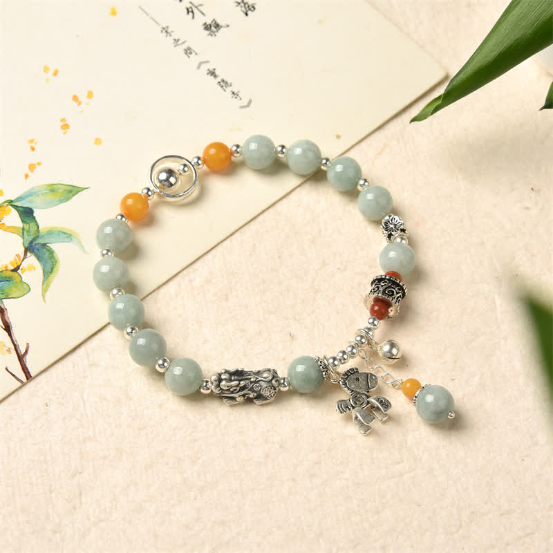 KarmaRipple's 925 Sterling Silver Authentic Jade Amber PiXiu Pony Success Bracelet p6