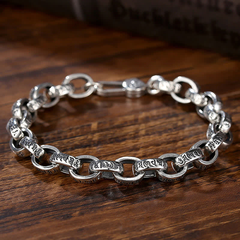KarmaRipple's 925 Sterling Silver Om Mani Padme Hum Engraved Peace Bracelet Bangle p1