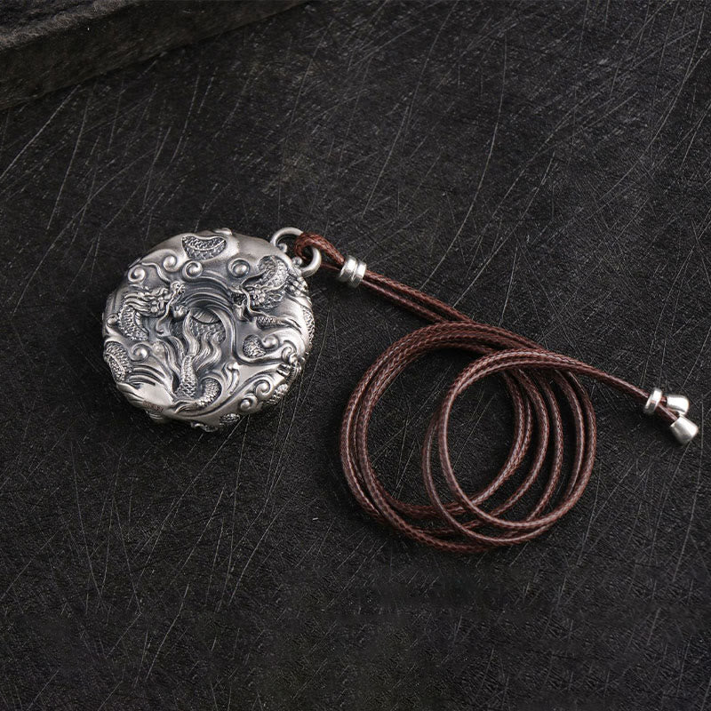 KarmaRipple's 999 Sterling Silver Nine Dragons Playing With A Pearl Fortune Protection Pendant Necklace p7