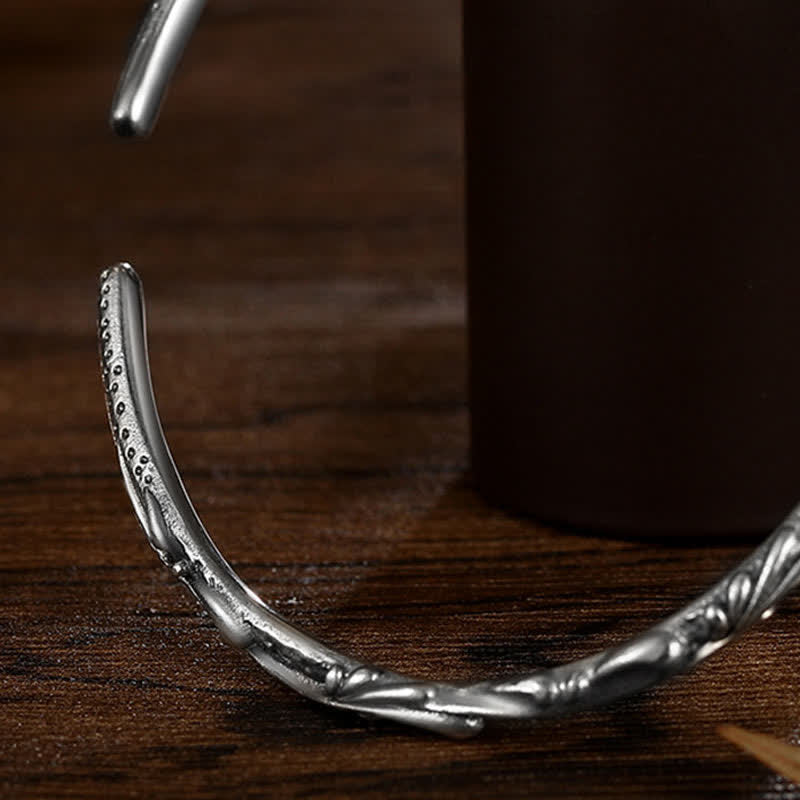 KarmaRipple's 925 Sterling Silver Handmade Vines Engraved Protection Bracelet Bangle p8