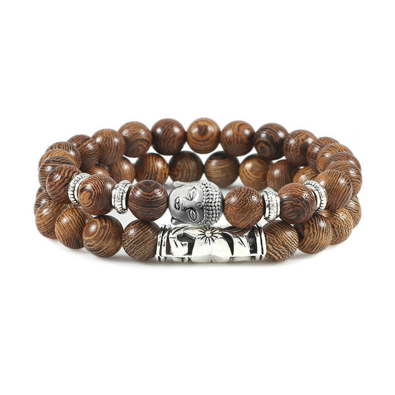KarmaRipple's 2Pcs Authentic Gemstone Agate Buddha Protection Bracelet p32