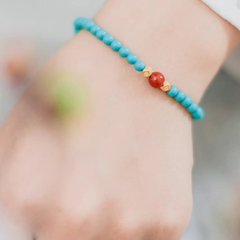 KarmaRipple's Turquoise Red Agate Beaded Protection Bracelet p6